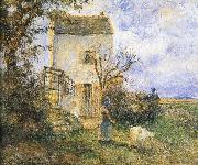 Farmhouse in front of women and sheep, Camille Pissarro